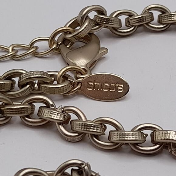 Chico’s Leopard Print Fur Pendant Necklace 34” Gold Tone Statement - Picture 4 of 8